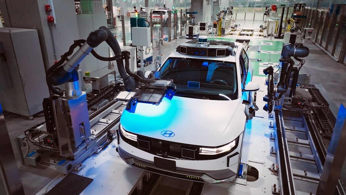 Automotive body panels on a robotic welding line
