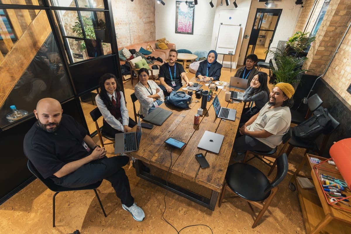 Professional team collaborating in a modern office
